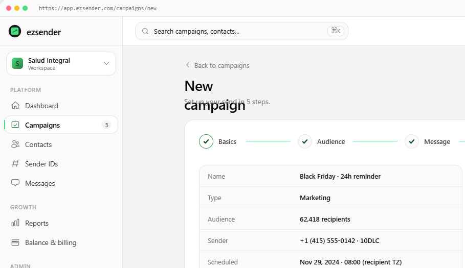 Campaign wizard review